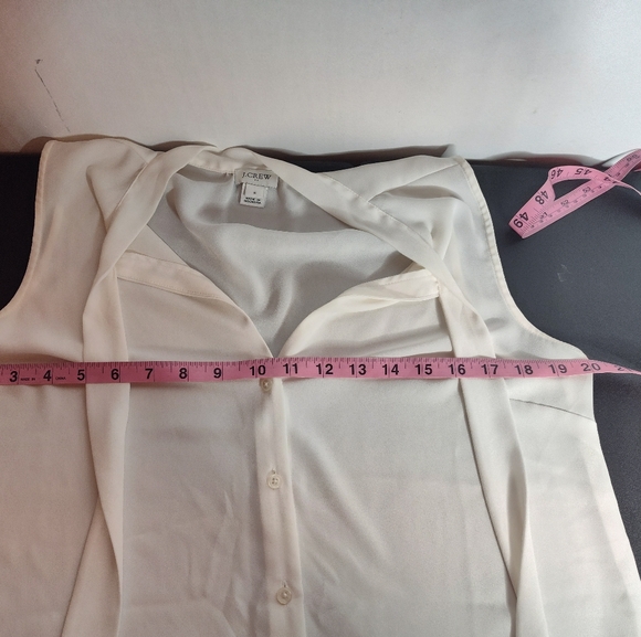 J. Crew Factory women's Button Front Tie Neck Ivory Blouse tank size S - Picture 5 of 6
